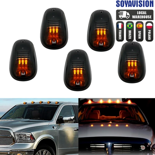 Imagen 2 del producto 5 uds., luces LED blancas ámbar para techo de cabina, luces de circulación para camión SUV 4x4 Dodge RAM F150/F250/F350, luz de cabeza de lámpara de señal