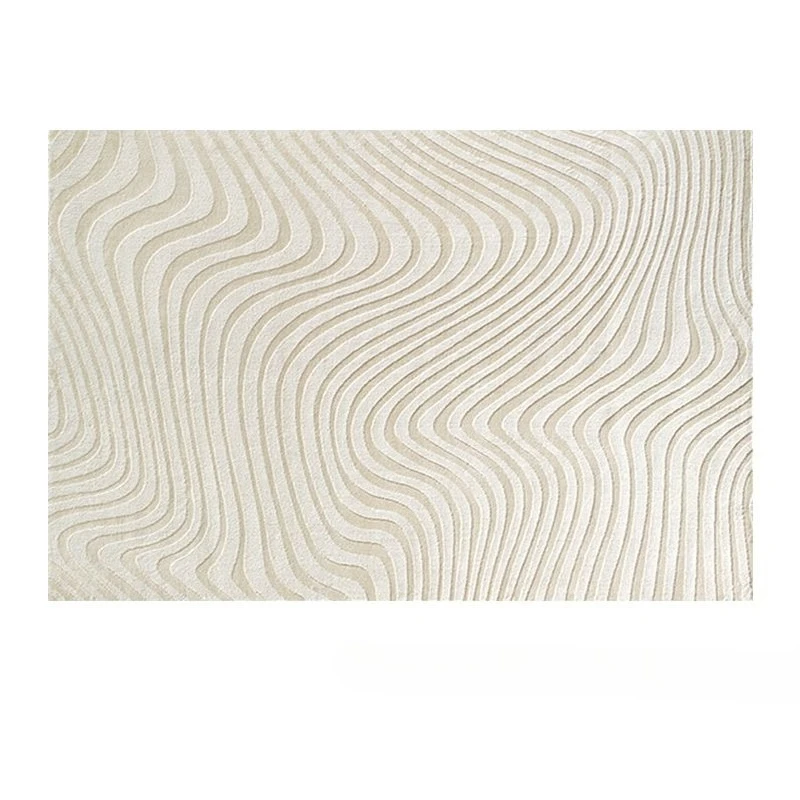 Solid color wool carpet sofa living room post-modern light luxury French cream style high-end striped bedroom bedside blanket