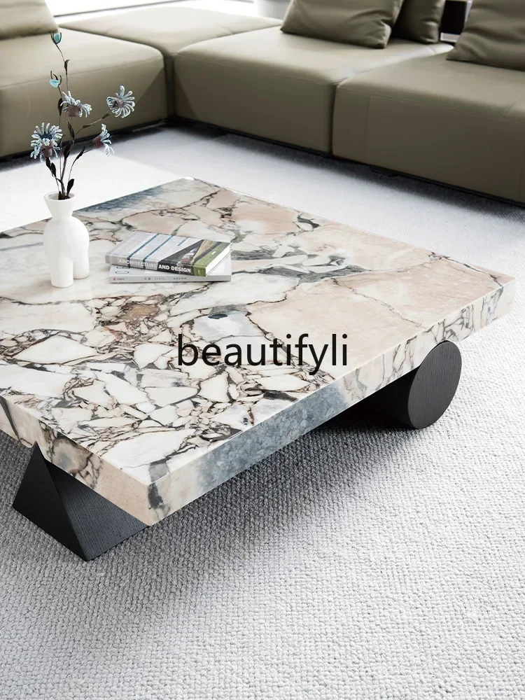 

LJYItalian Minimalist Marble Coffee Table Modern Light Luxury Simple High-end Luxury Stone Tea Table
