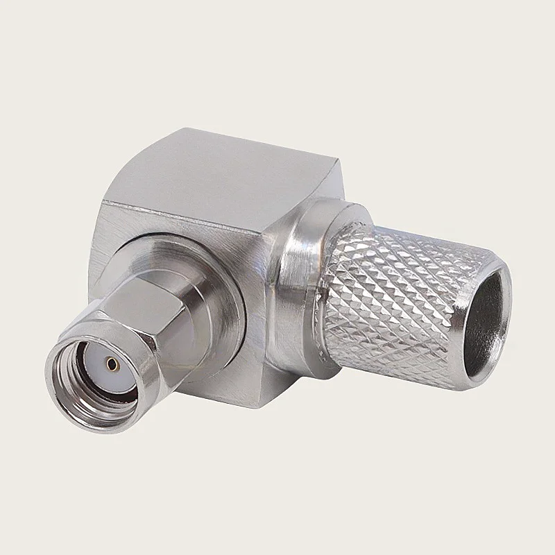 

5PCS Connector RP SMA Male plug 90 degree right angle Crimp For 50-7 LMR400 RG213 Cable 50ohm RF Coaxial Adapter
