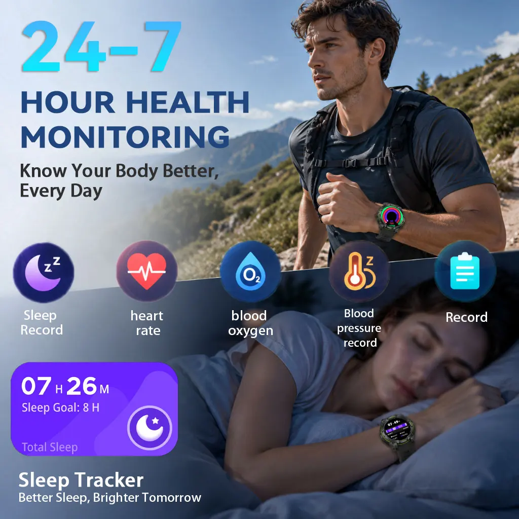 1200mah Long Battery Life Smart Watch Gps Positioning Offline Map Compass 107+sports Mode Exercise Record Health Monitoring 2026 view 5