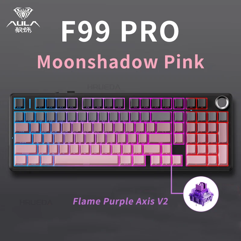 Aula F99 Pro Mechanical Keyboard Bluetooth 5.0/2.4g Wireless/Wired 100 Keys Pbt Keycaps Hot Swap Gasket Customized Game Keyboard