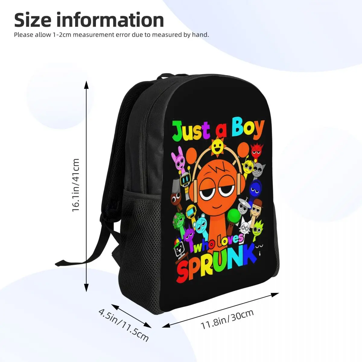 Sac à dos personnalisé pour ordinateur portable Sprunki, pour femmes et hommes, sac à livres à la mode pour étudiants, sac de jeu de musique