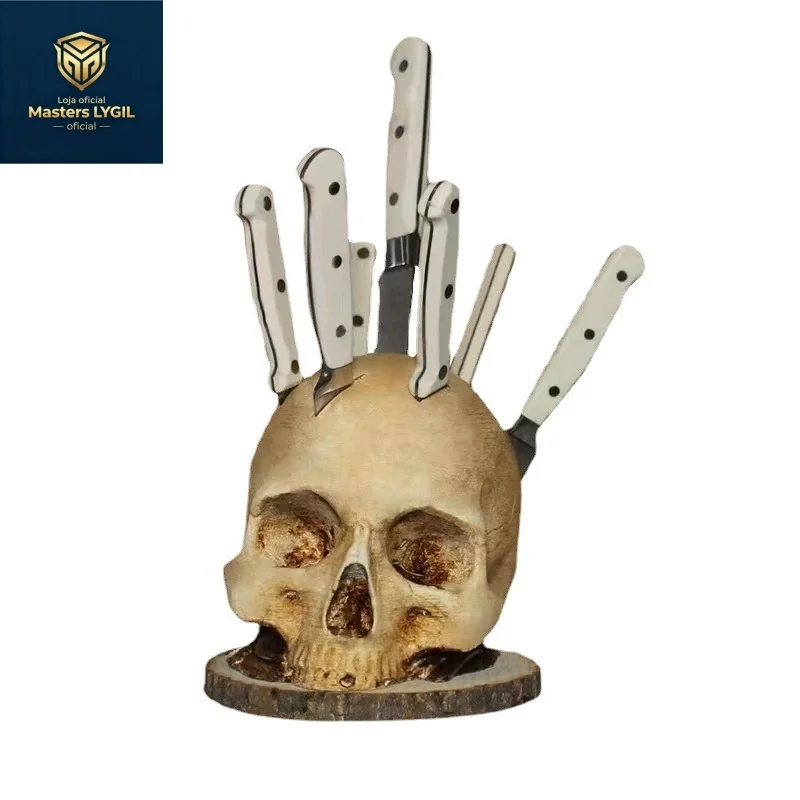 

Kitchen Knives Holder Skull Skeleton Knives Stand Scary Party Storage Rack Decor Horror Head Organizers Rack Kitchen Accessories