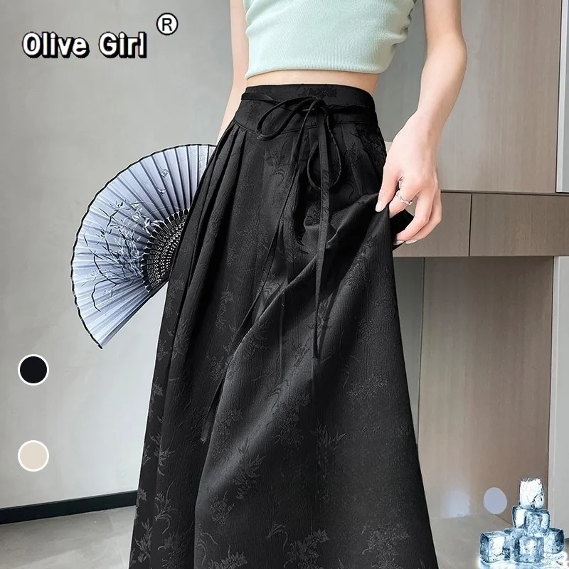 Damskie spodnie z szerokimi nogawkami 2026, luźne, satynowe, nowe, z wysokim stanem, wiosenno-letnie, sznurowane, jednolite, proste spodnie z wysokim stanem dla kobiet.