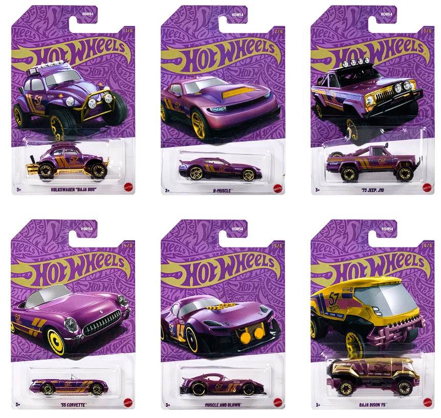 

Hot Wheels Cars HDH54-G 57th Anniversary Edition 1/64 Metal Die-cast Model Toy Vehicles