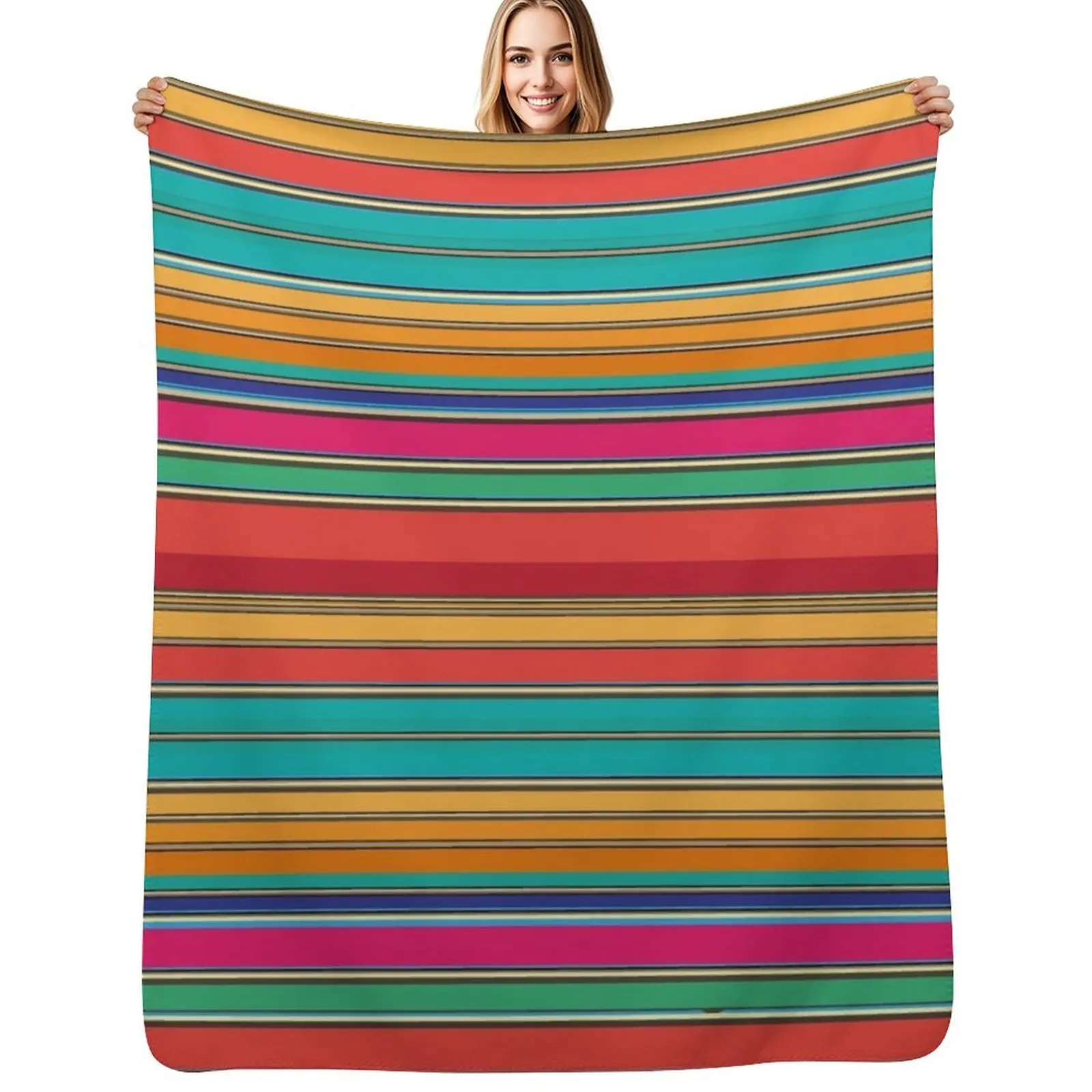 

Colorful stripes Serape Mexican serape blanket vibrant zerape jorongo zarape pattern Throw Blanket Sleeping Bag Flannel Blankets
