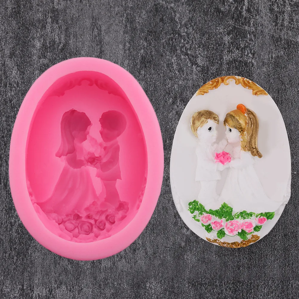 Bride and Groom Silicone Mold for Wedding Cake Decorating Fondant Chocolate Candy Cupcake Polymer Clay Cake Topper