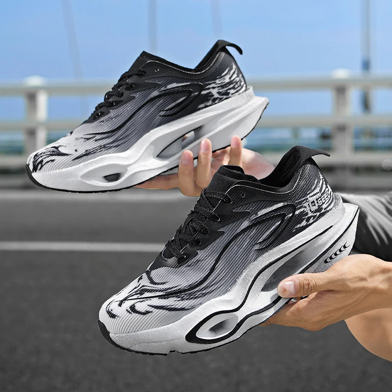 Herren-Freizeitsportschuhe, trendige Laufschuhe mit Tiger-Muster, Sportschuhe mit hohler Dämpfungsoptik, leichte, atmungsaktive Laufschuhe aus Mesh-Material, rutschfest und abriebfest, ideal für Jugendliche, Campus-Marathon-Training und Outdoor-Aktivitäten. – Detail 10