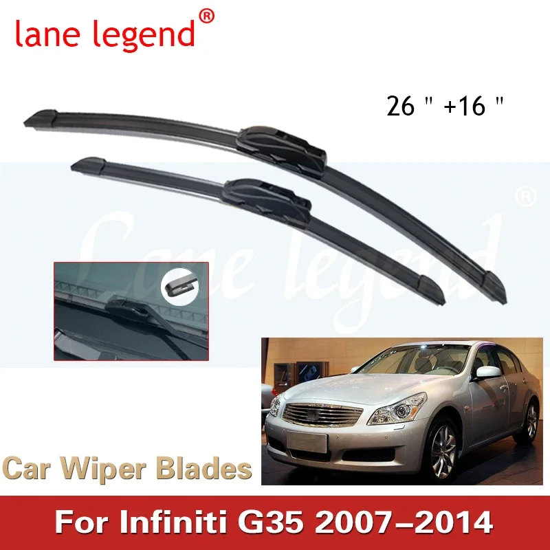 

Car Wiper For INFINITI G35 2007-2014 Front Wiper Blades Soft Rubber Windscreen Wipers Auto Windshield 26" 16" 650mm 400mm