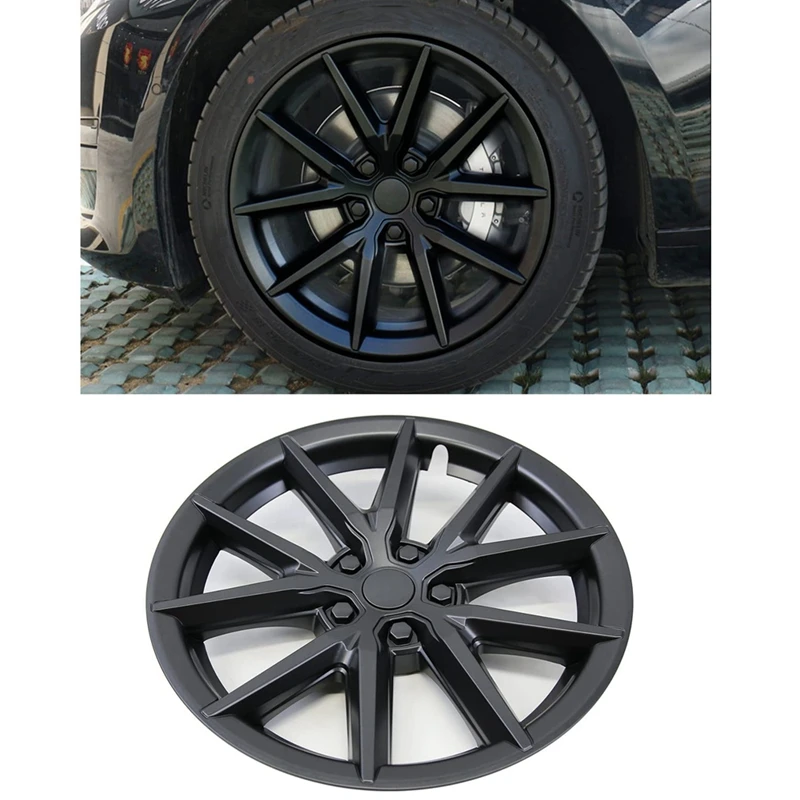 For Tesla Model 3 Wheel Cover Thunder Style Wheel 18 Inch Hub Cap Trim Car Accessories - Matte Black