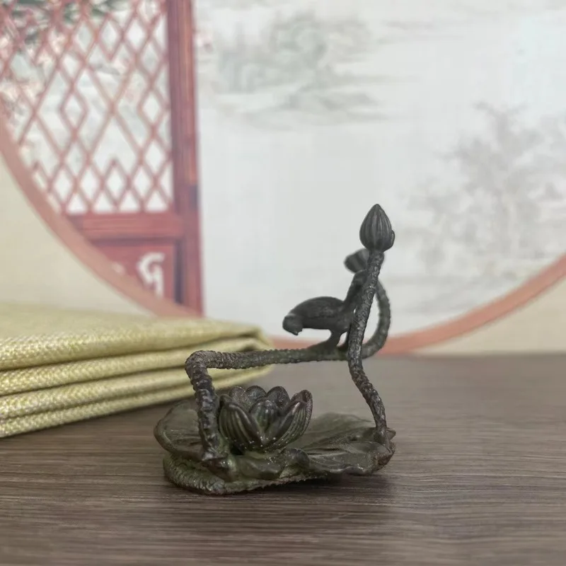 Antique-style imitation brass incense burner, lotus-shaped backflow incense burner, decorative piece