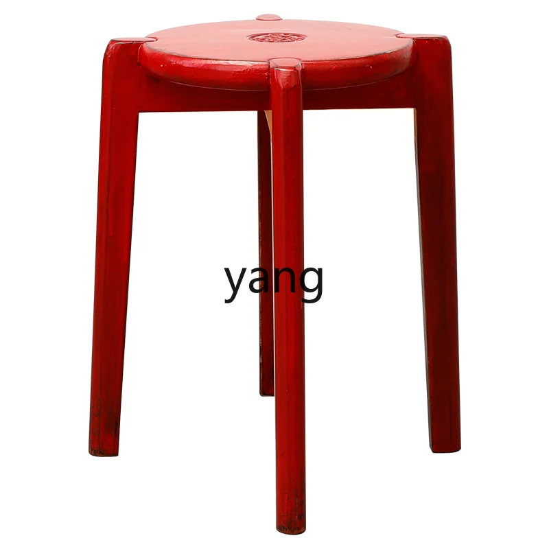 LH solid wood round stool can be stacked modern Chinese simple dining table stool multi-functional shoe changing stool