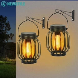 Upgrade Solar Lantern Outdoor Lights Metal Solar Hanging Lamp Vintage Wall Lights Waterproof Fence Garden Yard Patio Decor