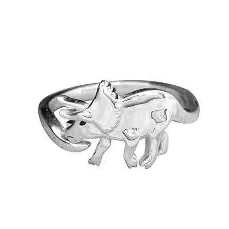 Bagues de dinosaure couleur argent, anneaux réglables d\'ouverture, meilleur cadeau d\'amour, anneau en forme d\'animal pour femmes et hommes, Style