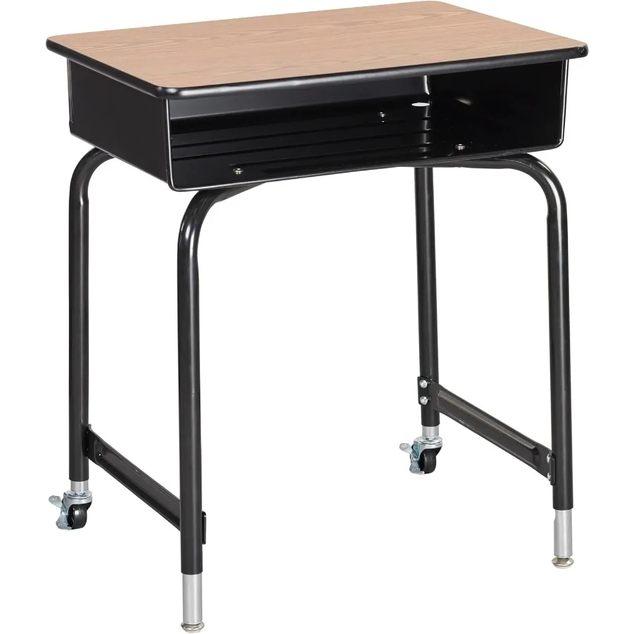 

Мобильный открытый стол на стойке регистрации с металлическим ящиком для хранения книг, мебель для классной комнаты, дуб