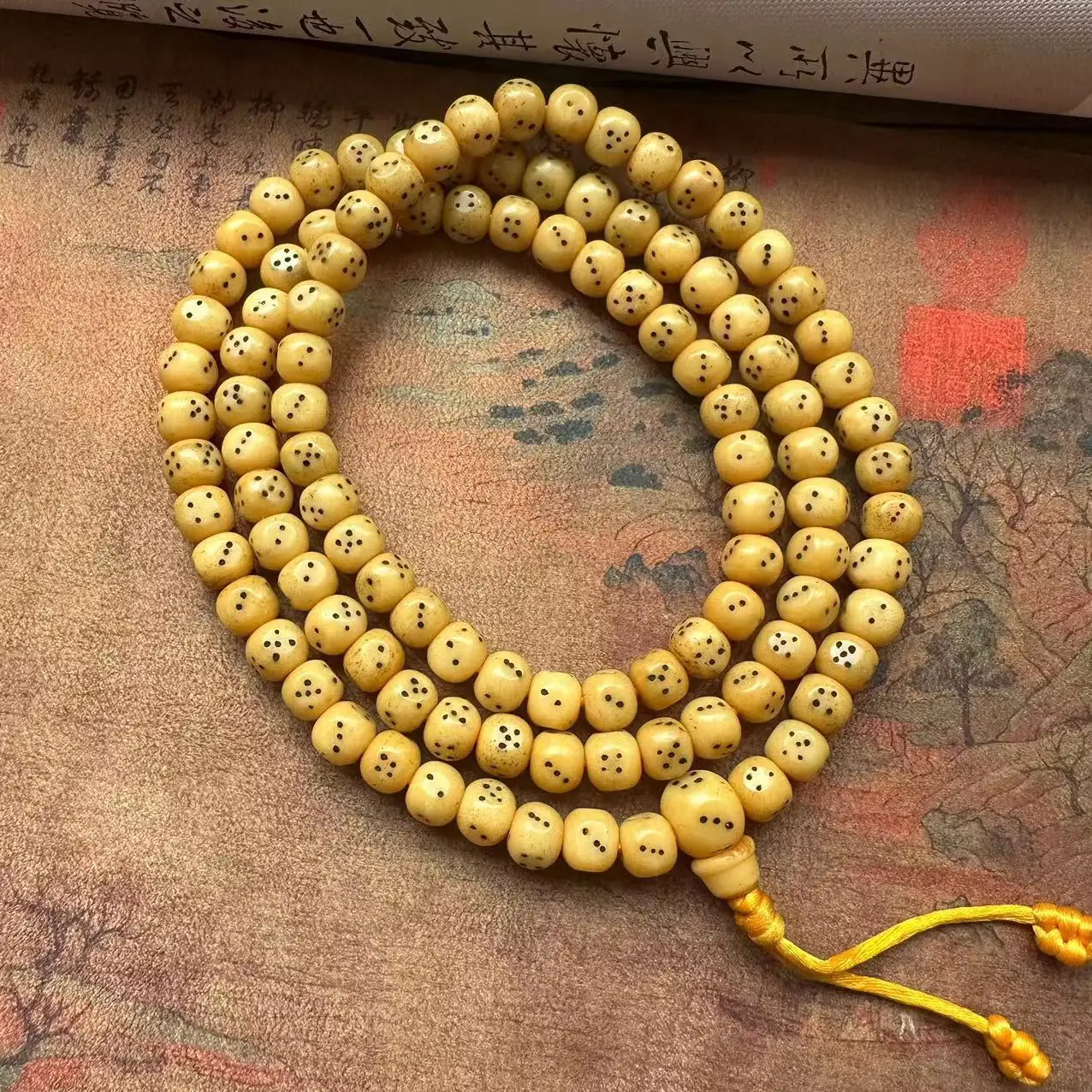 

Тибетская старая бычья кость, квадратные кости, ручная веревка, 108 шт., ведро из бисера, сер, тибетская целлюлоза, бусины Будды, сито, кость яка, счастливый браслет