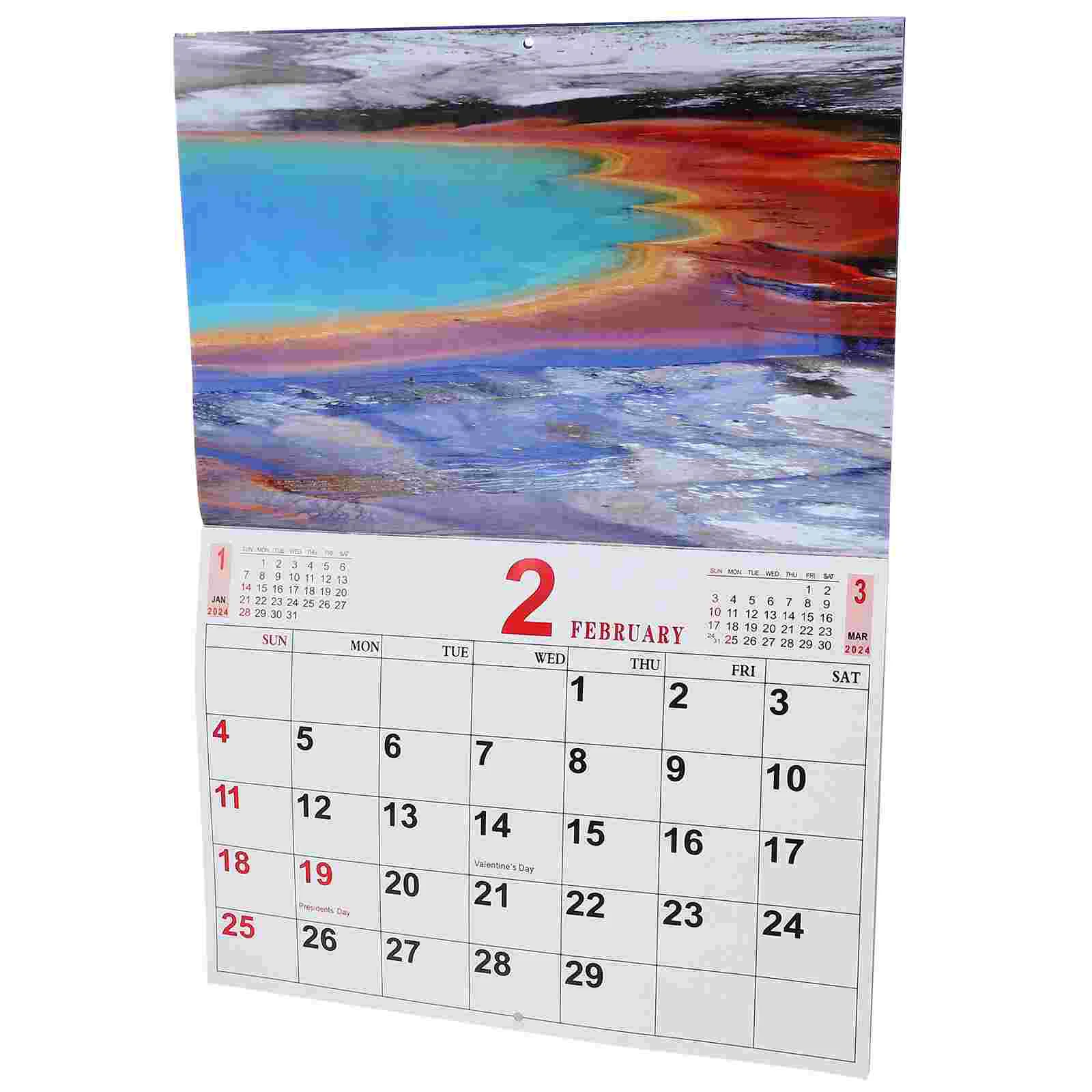 2024 Cross-border European and American English Landscape Photo Wall Calendar Sturdy Lunar Countdown Paper