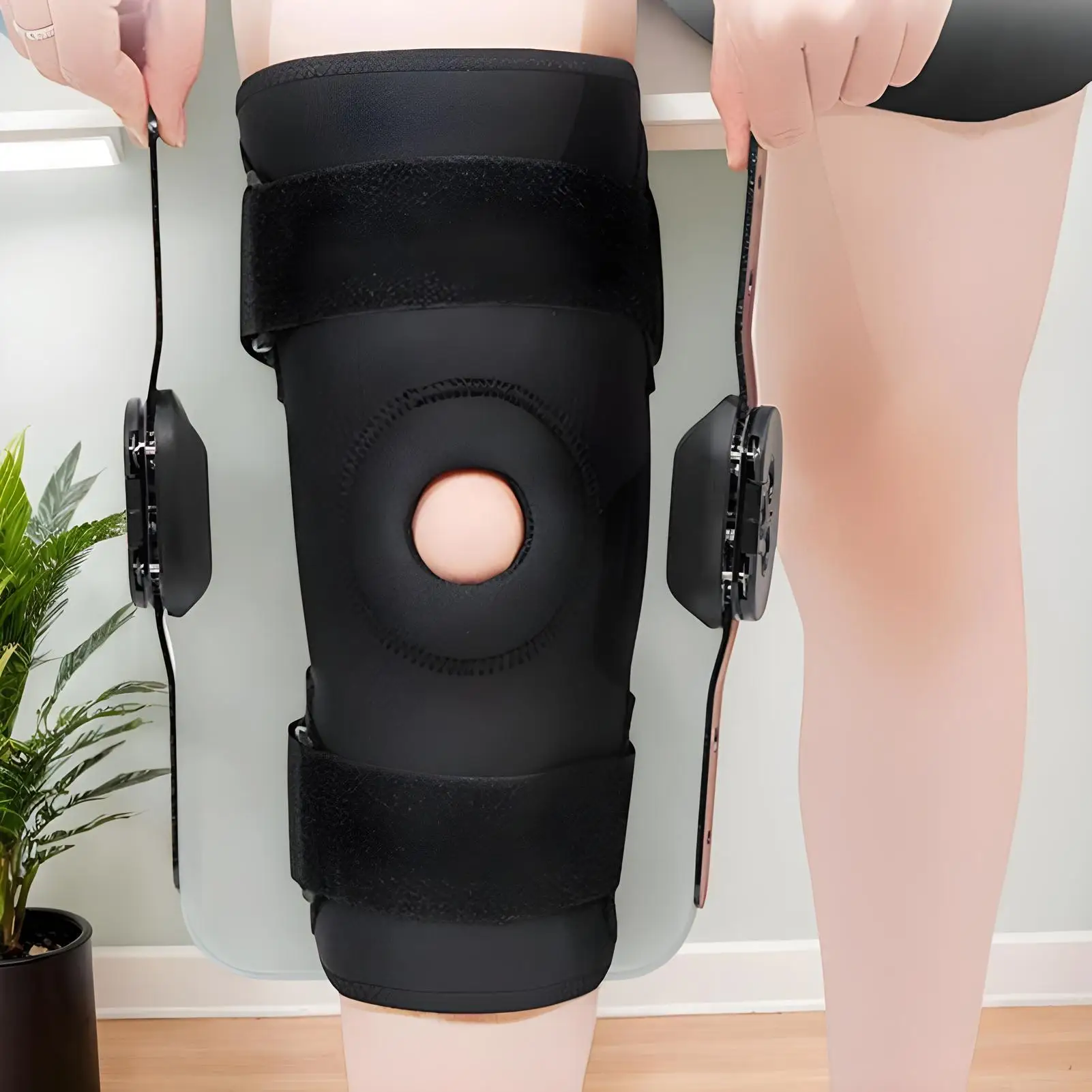 

Sports Knee Support Sleeves Adjustable Hinged Knee Brace Comfortable To Wear Leg Compression Stabilizing Wrap for Boys Youth