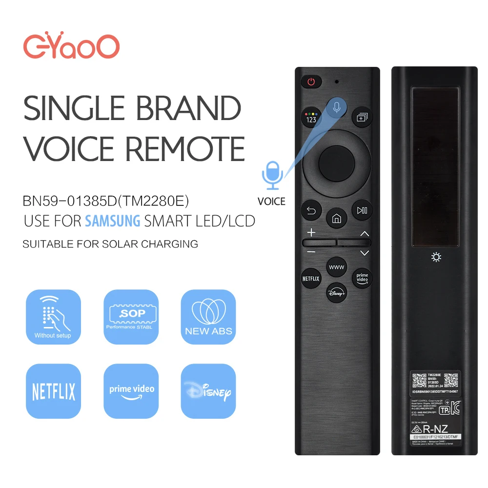 

BN59-01385D Solar Voice Remote Control Replacement for Samsung Smart TVs BN59-01385D Compatible with Neo QLED Crystal UHD Series
