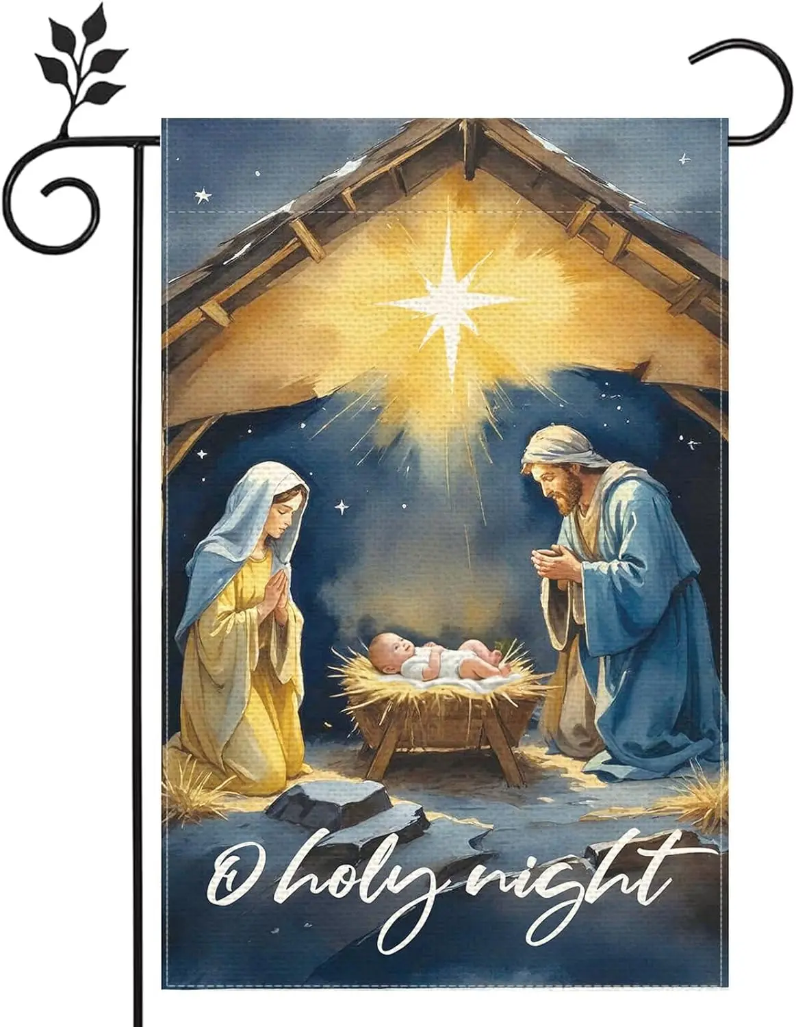 O Holy Night Christmas Jesu Birth Welcome Winter Garden Flag 12x18 inch Double-side Home Outdoor Yard Flag Holiday Party Dec LLG
