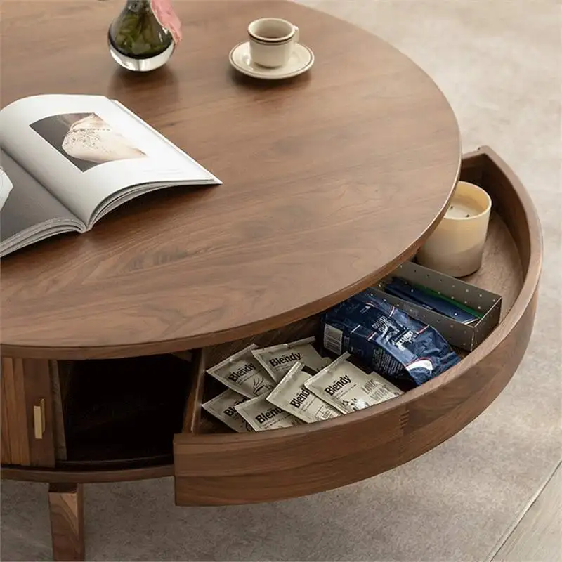 Modern simple coffee table high artistic sense black walnut coffee table