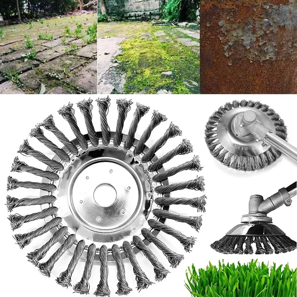 20258 "200 مللي متر العشب ستريمر رئيس الانتهازي فرشاة أسلاك الفولاذ عجلة حديقة الاعشاب المتقلب
