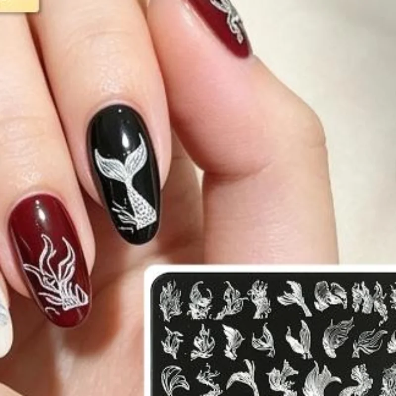 Nail Art Transfer Printing Steel Plate Cute Mermaid Pattern All Skill Levels Suitable DIY Stamp Template for Home Nail Salon