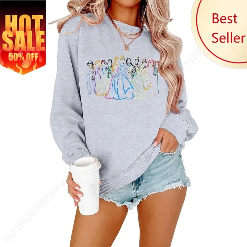 Sudadera mágica para mujer, suéter de princesa mágica bordado, camisa de vacaciones familiares, Top informal de manga larga