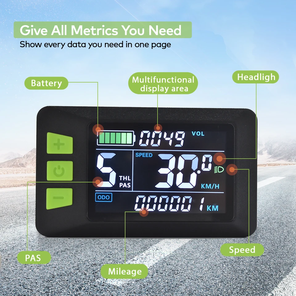 P9 Lcd Display Dashboard Meter Lcd Screen 24v 36v 48v 60v Electric Bike