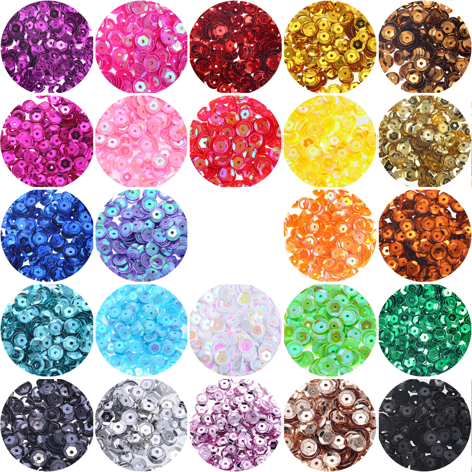 4mm 6mm 7mm Sequins Loose Round Cup Sequins Paillettes Glitter for Sewing Nail Arts Crafts