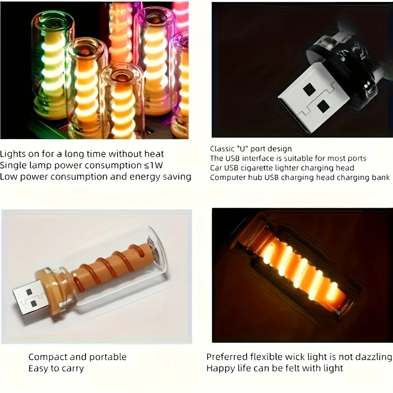 D2 شفافة الربيع اللمس عكس الضوء USB المزاج ليلة مصباح الرجعية نمط سيارة Led الإضاءة المحيطة السرير Usb أضواء ليلية المحيطة