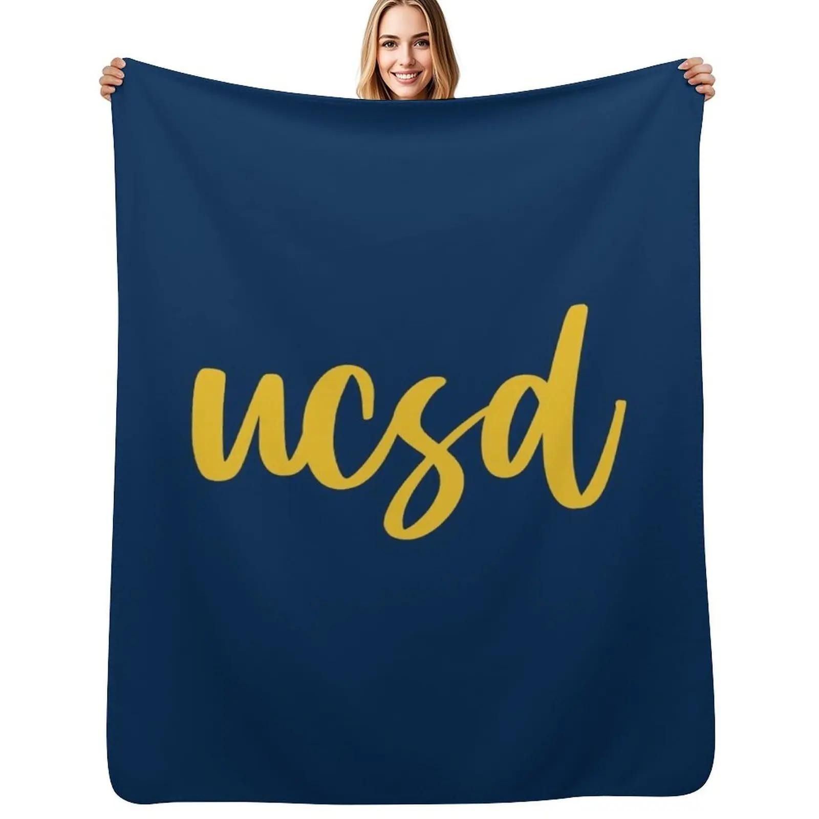 Cursive Go Tritons! Throw Blanket Bed linens Custom Stuffeds Luxury Nap Travel Blankets