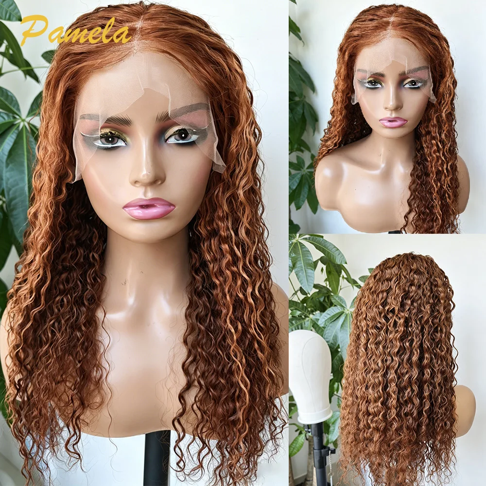 

Honey Blonde 4/30 Ombre Colored Curly Wigs 100% Human Hair Wigs Deep Wave Wig 13x6 Lace Front Preplucked Women Wigs For Clearanc