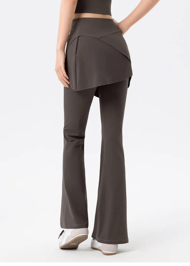 Yoga-Hosen für Frauen mit hoher Taille, Anti-Exposure, zweiteiliger Optik, hüftformende Trainingshose für Bauchstraffung, weit geschnittene Leggings – Detail 16