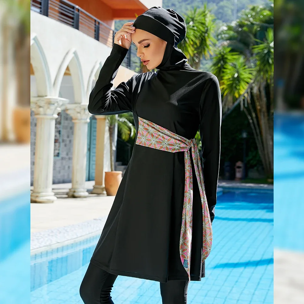 

3 Pieces Set Modest Burkini Women Muslim Swimwear Hijab Swimsuit Islamic Bathing Suit Beachwear Conservative Maillot De Bain