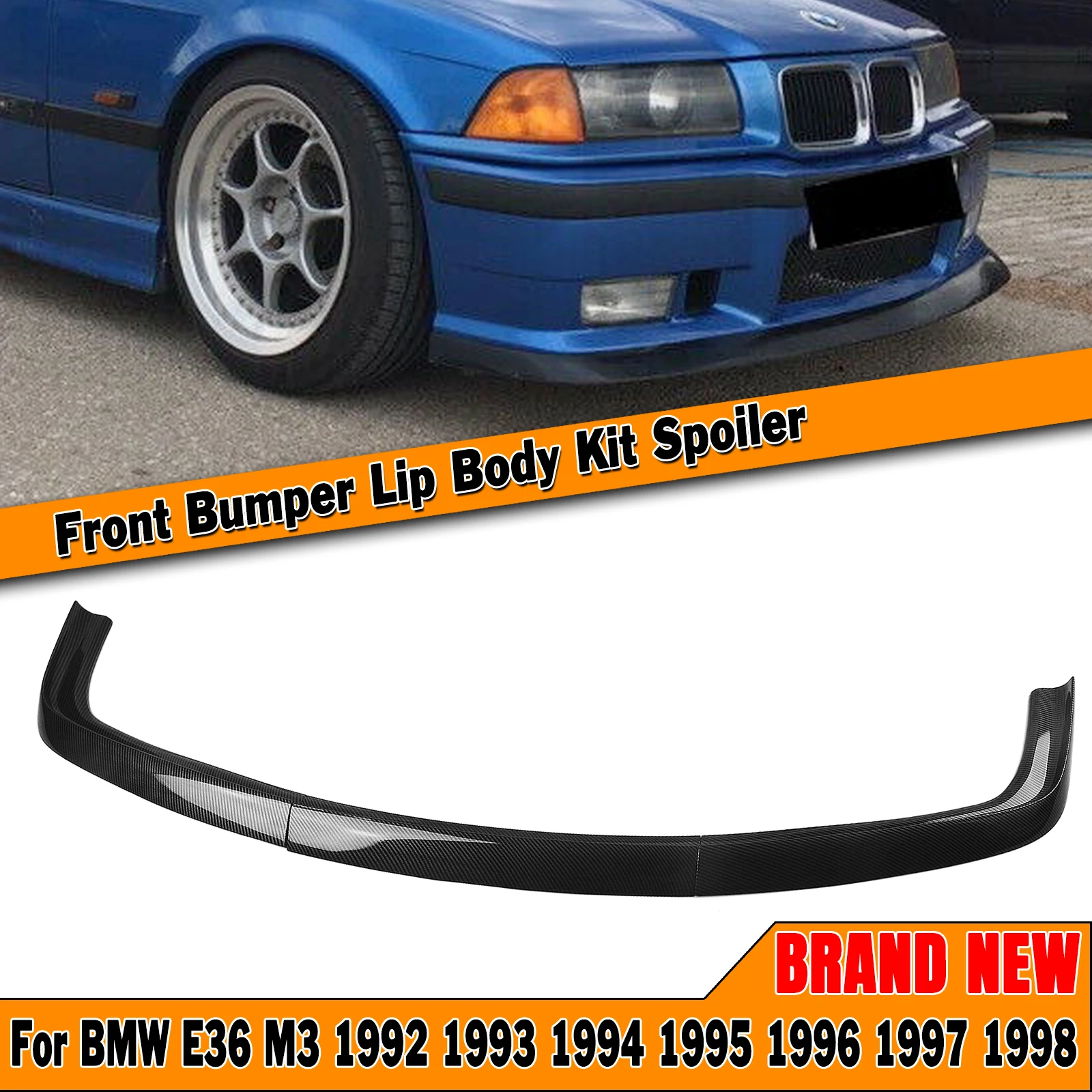 Front Spoiler Lip Car Lower Guard Plate Splitter For BMW E36 M3 4-Door Sedan 2-Door Coupe 1992-1998