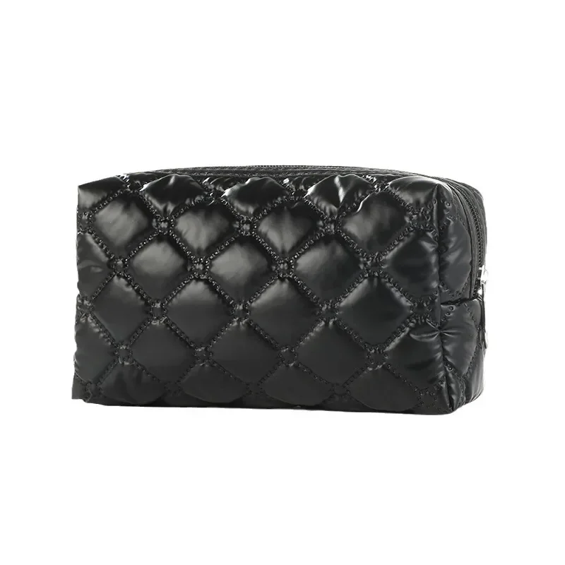 Women Clutch Bag Toiletry Bag Makeup Pouch Cosmetic Bag Pencil Case New Candy Color Embroidered Diamond Grid Makeup Bags