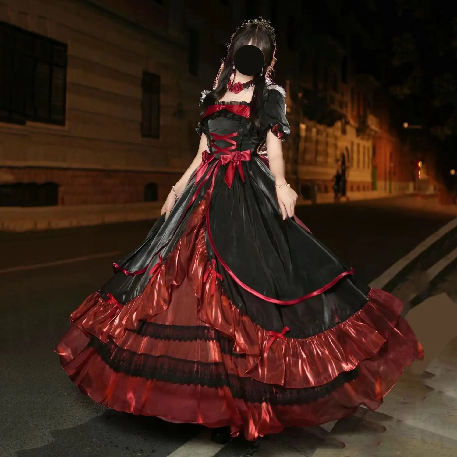 Coalfell Flight Diary Dark Gothic Lolita Big Long Dresses Flower Wedding Princess Birthday Dress Adult Gift Evening Dress