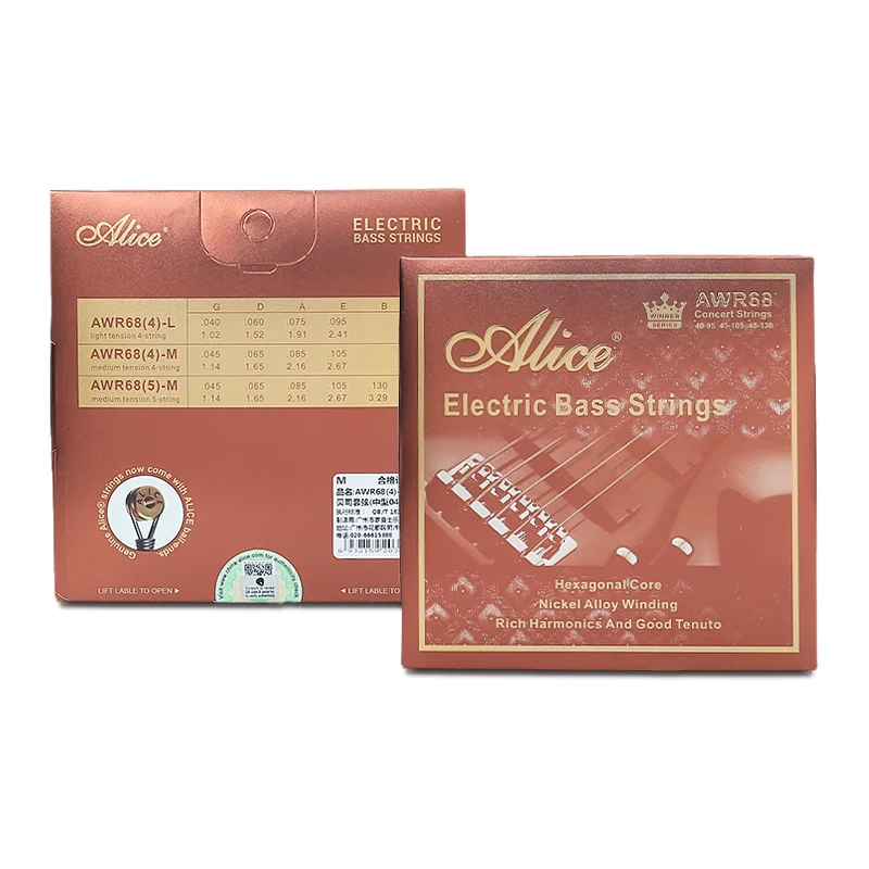 Alice Electric Bass Strings AWR68/688 Hexagonal Core Nickel Alloy Winding Set of 4/5 Strings Guitar Accessories