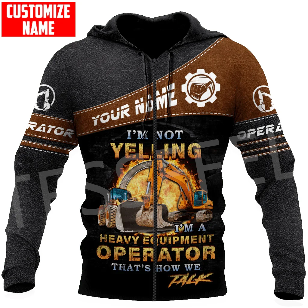 Tessffel Cosplay Crane Heavy Equipment Operator Worker Customize Name 3DPrint Men/Women Tracksuit Casual Funny Jacket Hoodies 24