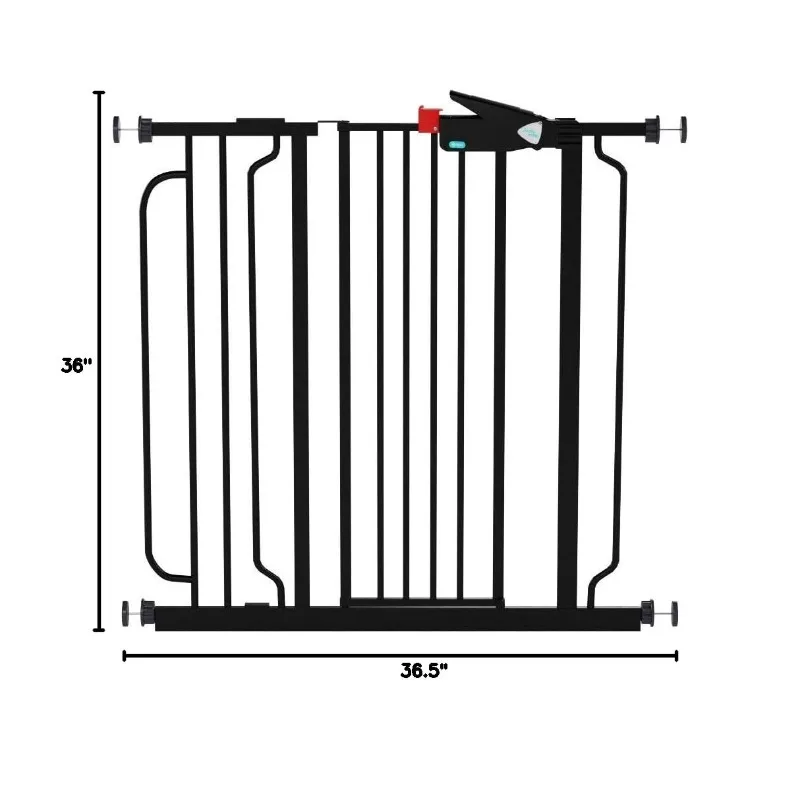 Easy Step Extra Tall Walk Thru Baby Gate, Druckmontageset und Wandbecher und Montageset, Schwarz, 4 Stück (1 Stück)