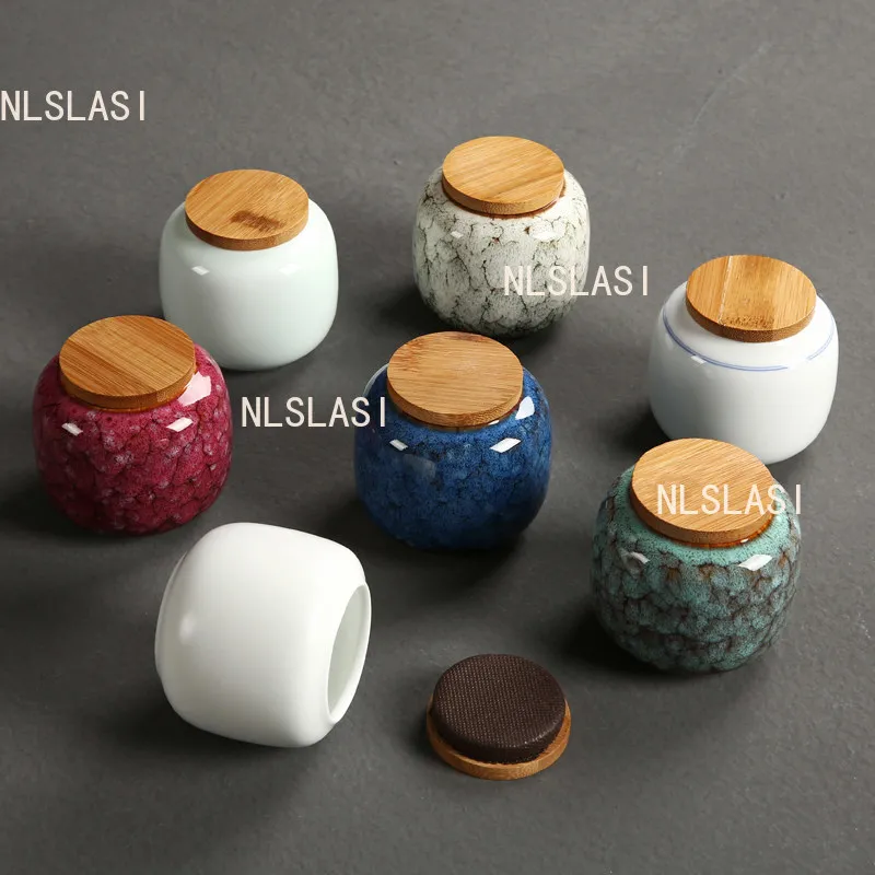 1pc Sealed Tea Can Ceramic Small Tieguanyin Pu Erh Tea Can Tea Ceremony Accessories Travel Moisture-proof Storage Tank