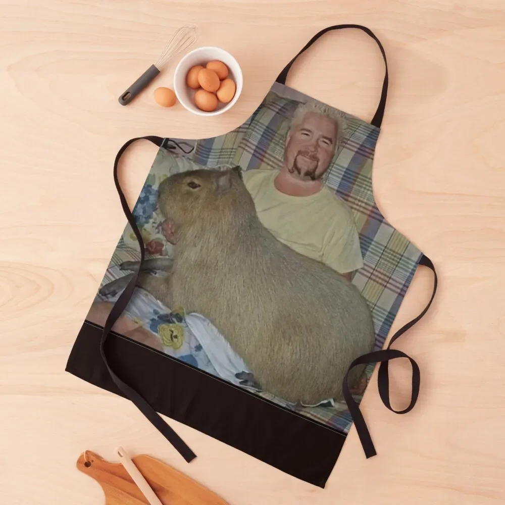 

guy fieri with capybara Classic T-Shirt Apron Womens Dresses japanese woman Kitchen Tools Accessories waterproof for women Apron