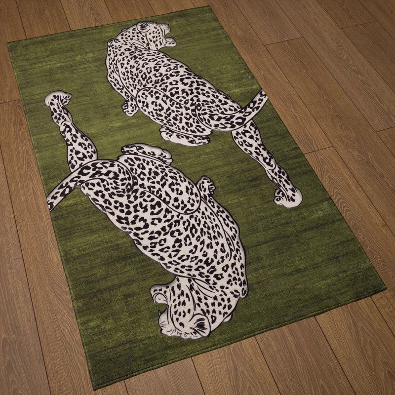 VIKAMA leopard print tiger print carpet retro animal pattern floor mat anti slip washable large indoor carpet home decoration
