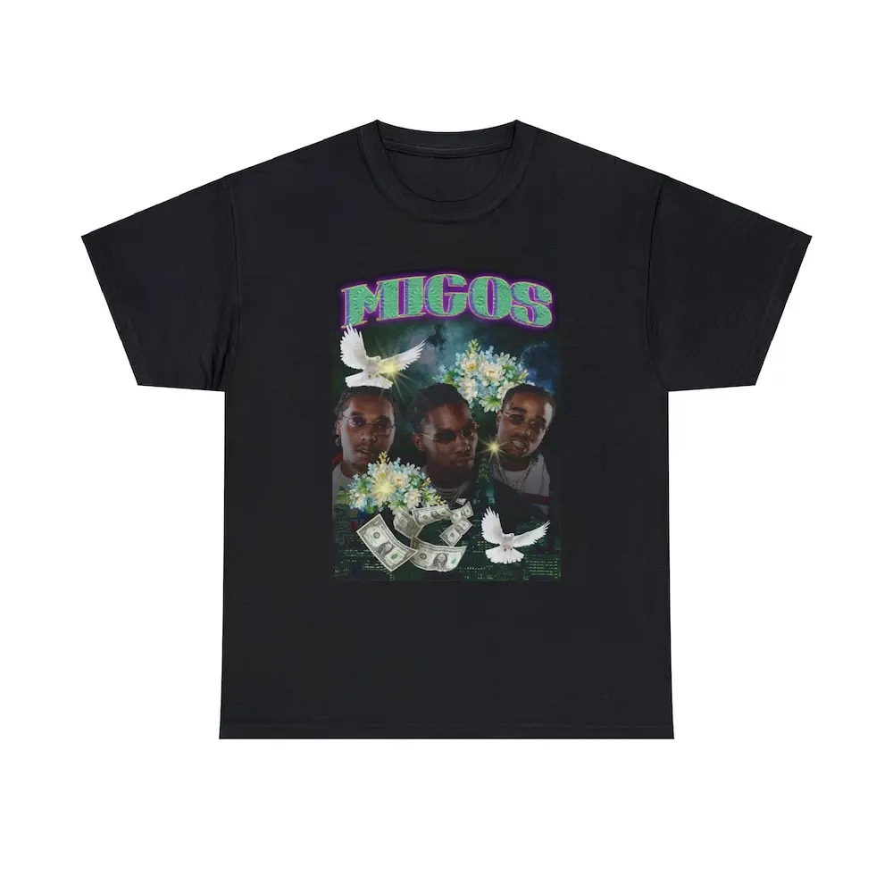 Migos Quavo T Shirt Rap 90S Casual Takeoff Offset Homage Rip