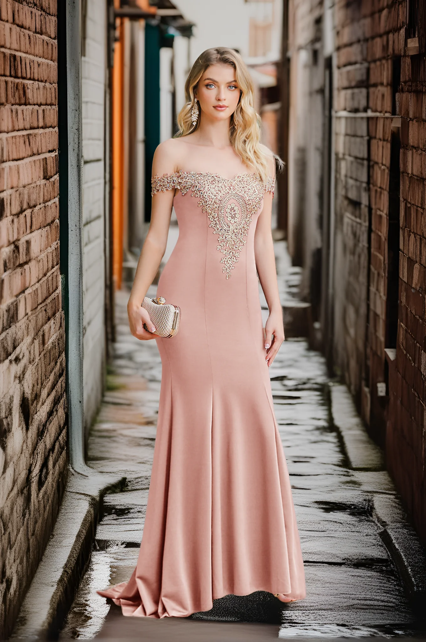 

Women's Off-Shoulder Mermaid Dress Lace Appliques Slash Neck Zipper Backless Long Dresses Sexy Sheath Train Trumpet Prom Gowns