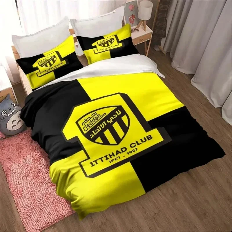 3D Print Al-Ittihad Club Jeddah Bedding Set Double Twin King Duvet Cover Comforter Pillowcase Boys Girls Adults Bedroom