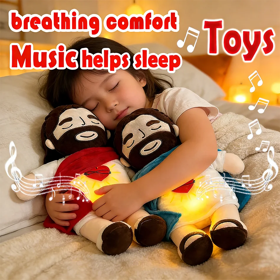

Breathing Jesus kawayi Soothe Plush Toy for Kids Soft Soothing Jesus Plushies Comforting Jesus Heart Toy Easter New Year Gifts
