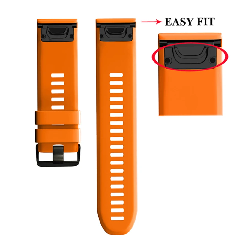 26 22mm Quick Release EasyFit Silicone Band Strap For Garmin Fenix 7 7X 5 5X Plus 6 6X Pro Bracelet For Coros VERTIX/VERTIX 2